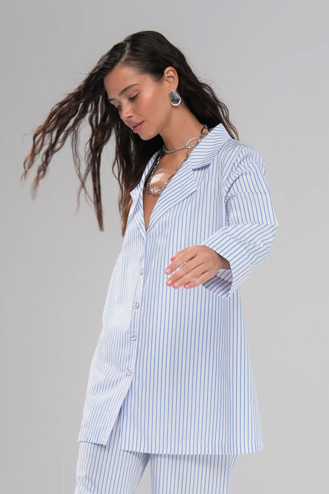 Navy Line Voyage Gömlek Mavi