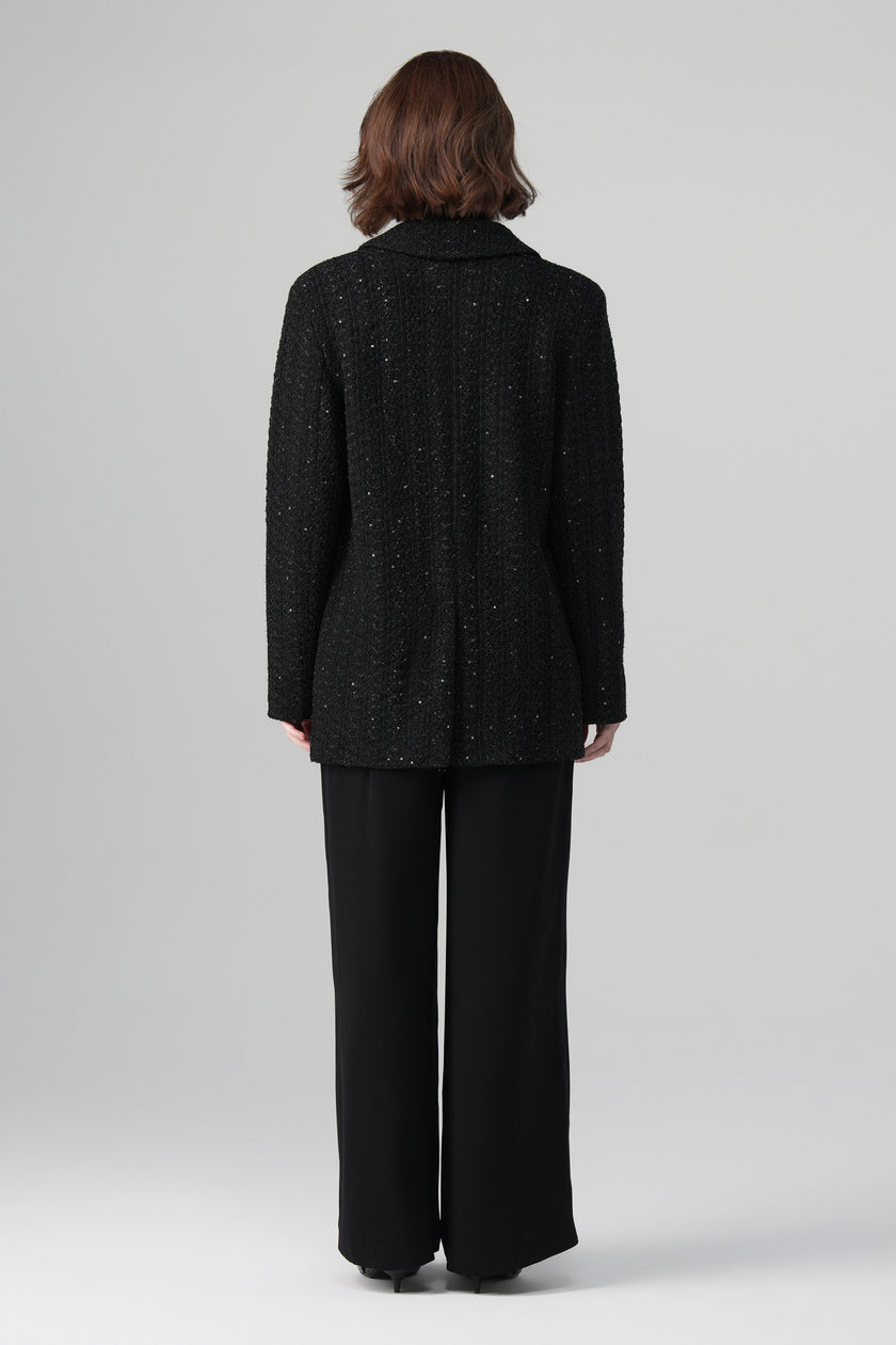 Vera Oversize Işıltılı Ceket Siyah