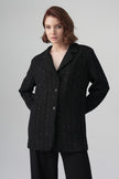 Vera Oversize Işıltılı Ceket Siyah