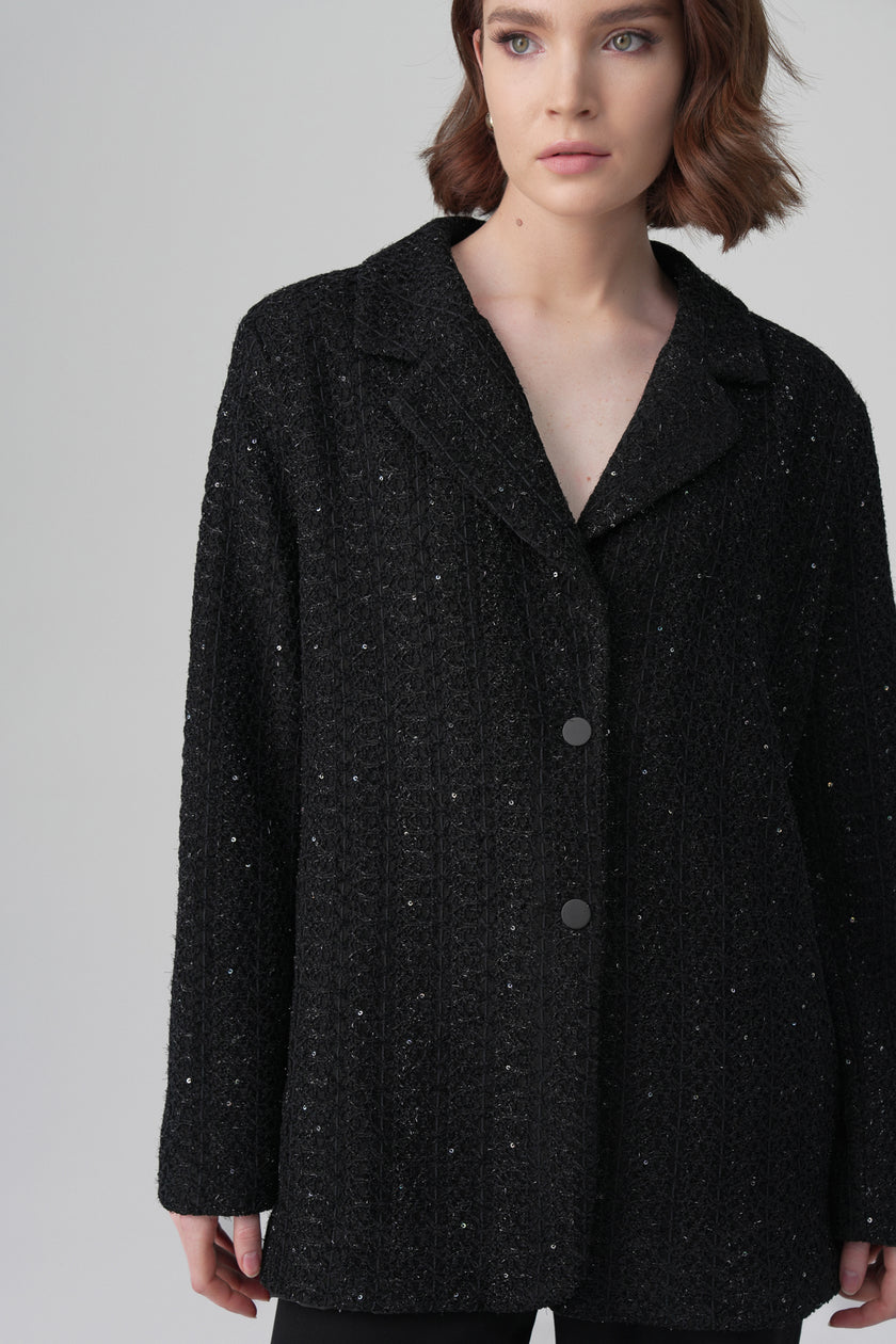 Vera Oversize Işıltılı Ceket Siyah