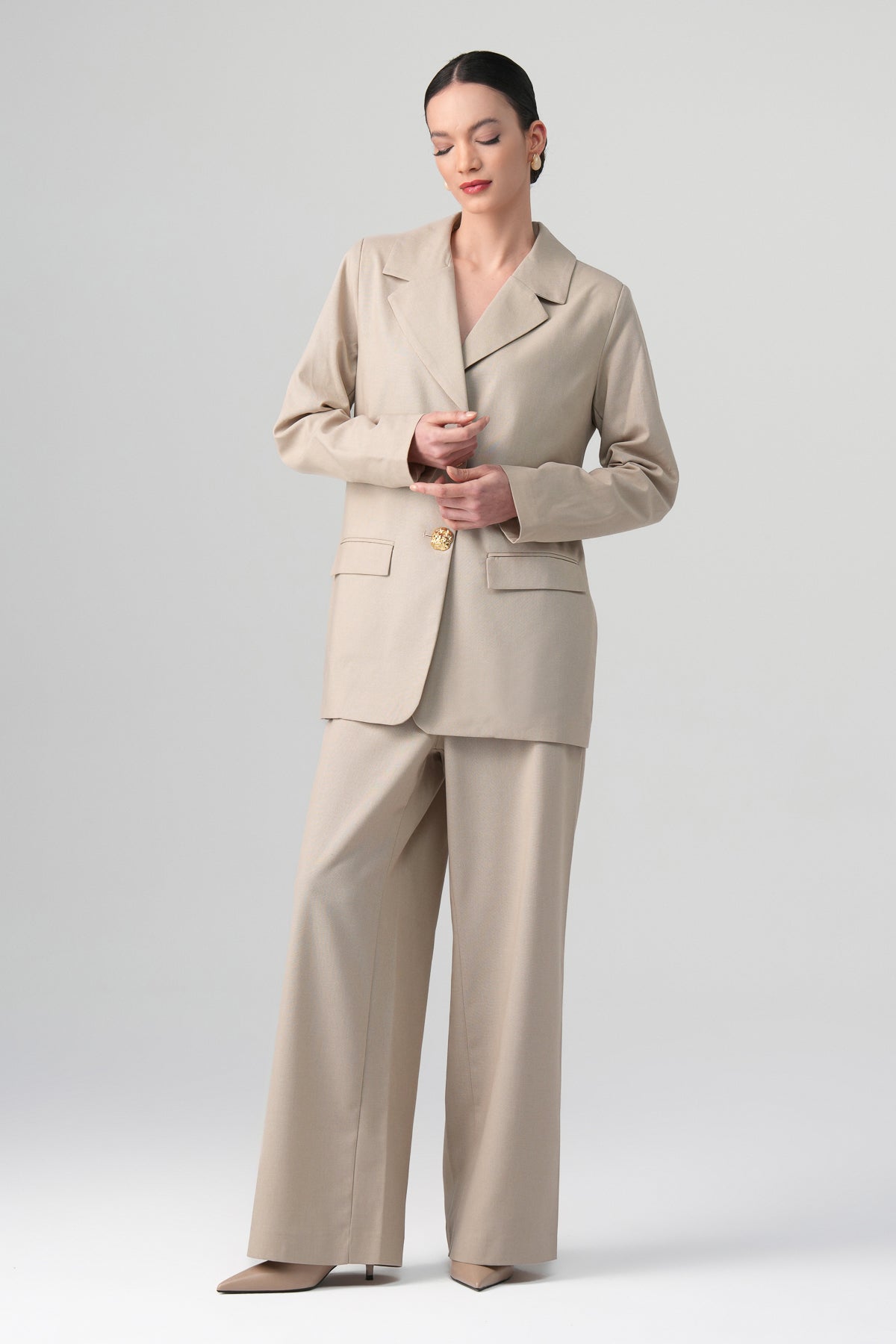 Elara Blazer Takım Bej