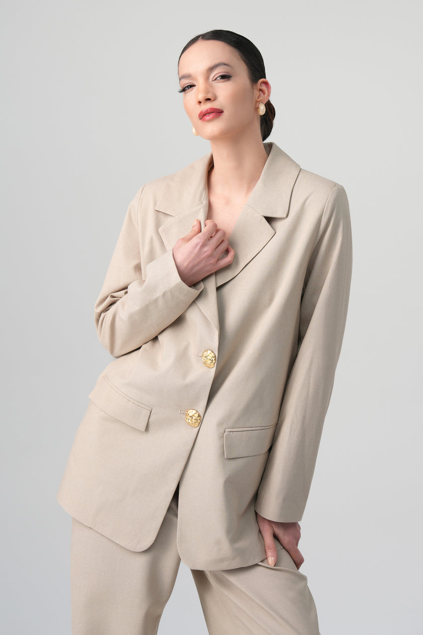 Elara Blazer Takım Bej