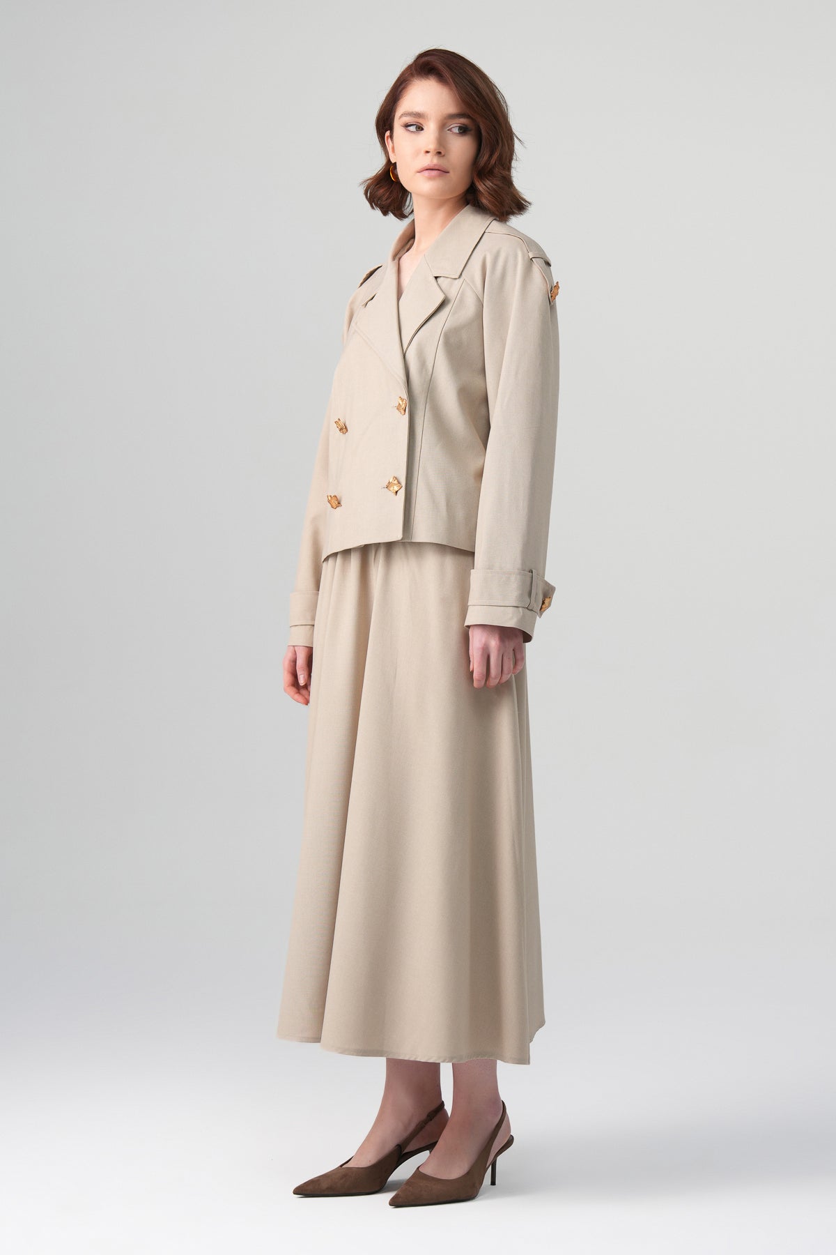 Sare Kruvaze Takım Bej