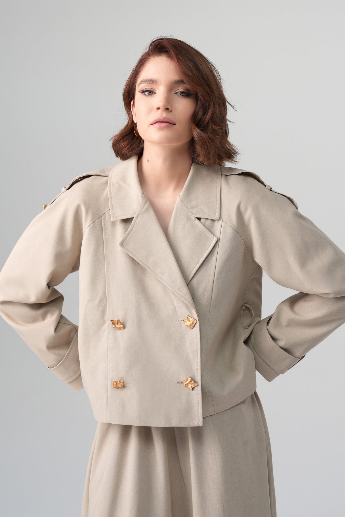 Sare Kruvaze Takım Bej