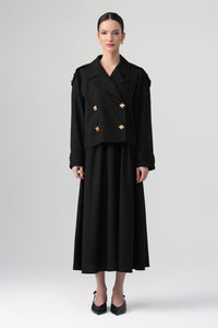 Sare Kruvaze Blazer Siyah