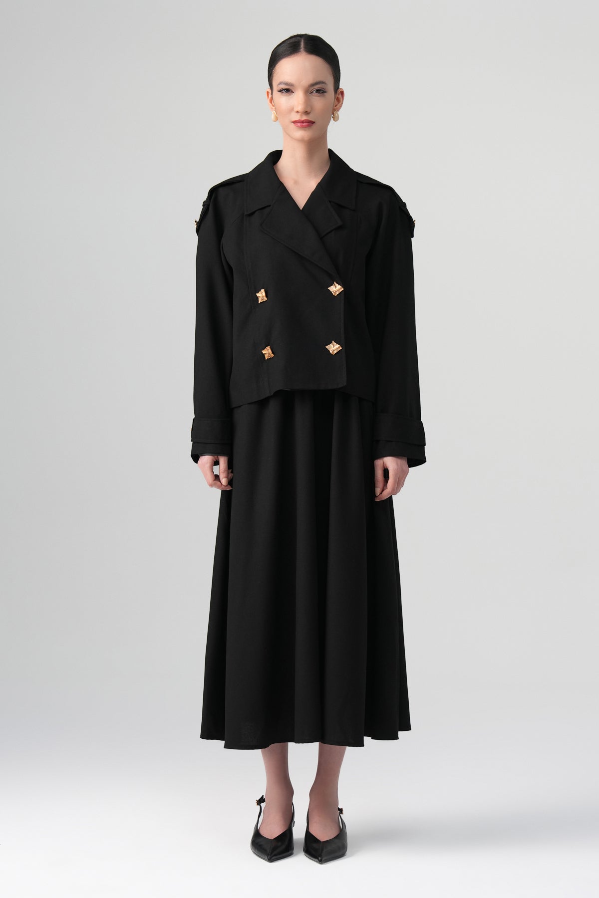 Sare Kruvaze Blazer Siyah