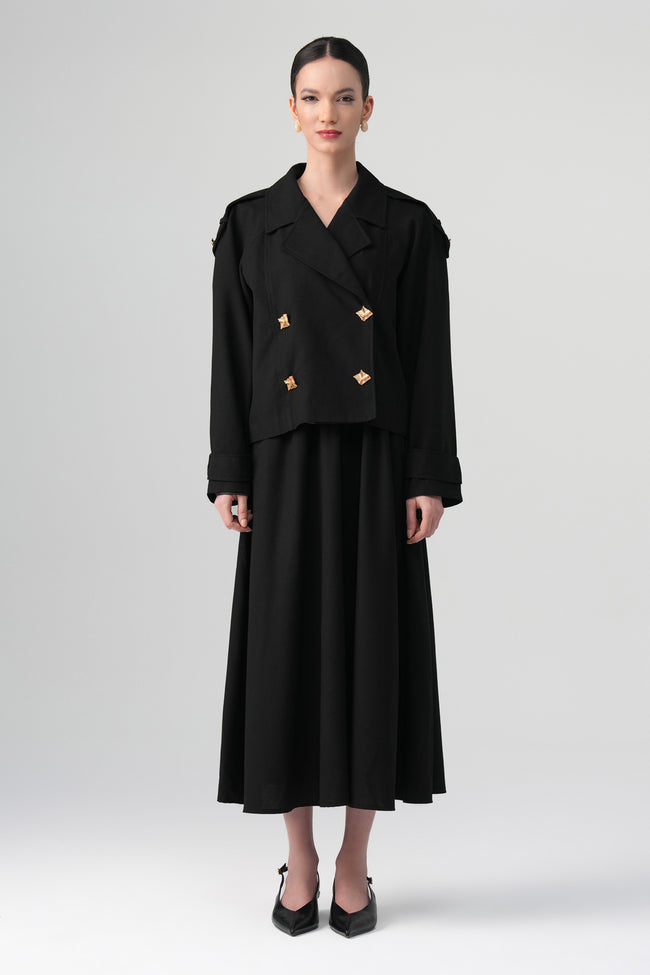 Sare Kruvaze Blazer Siyah