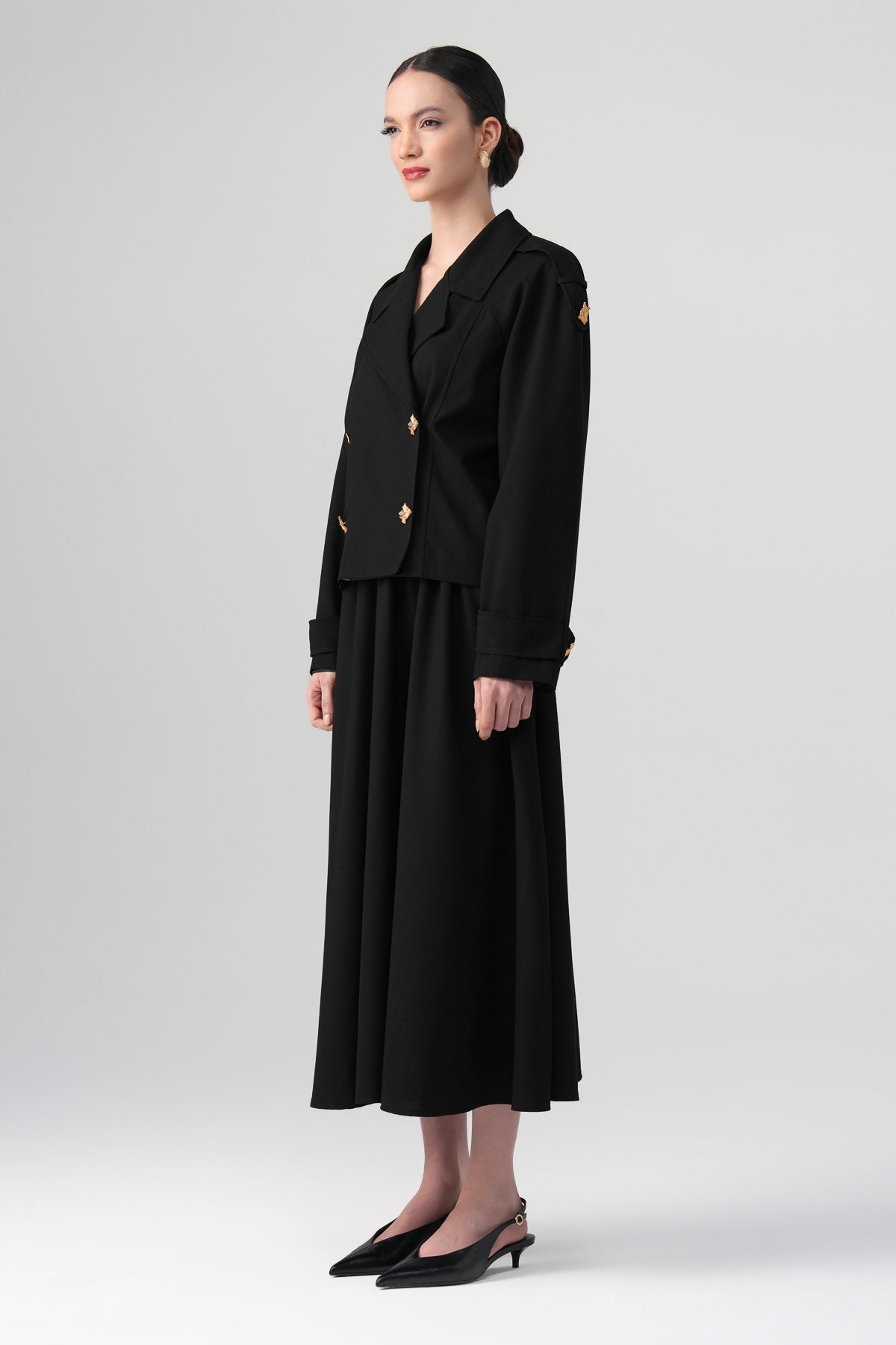 Sare Kruvaze Blazer Siyah