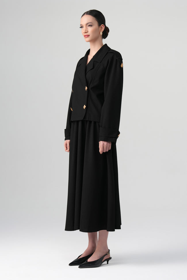 Sare Kruvaze Blazer Siyah