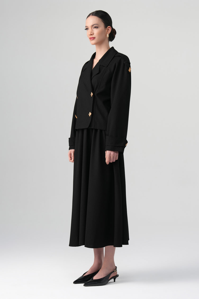 Sare Kruvaze Blazer Siyah