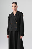 Sare Kruvaze Blazer Siyah