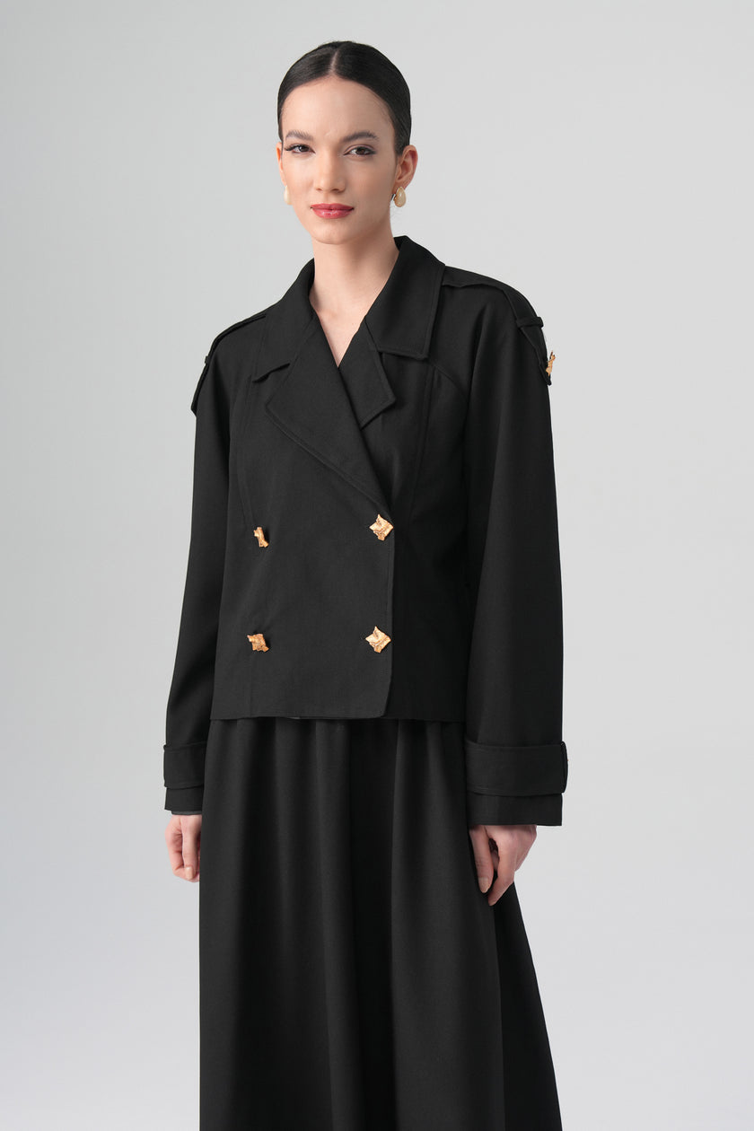 Sare Kruvaze Blazer Siyah