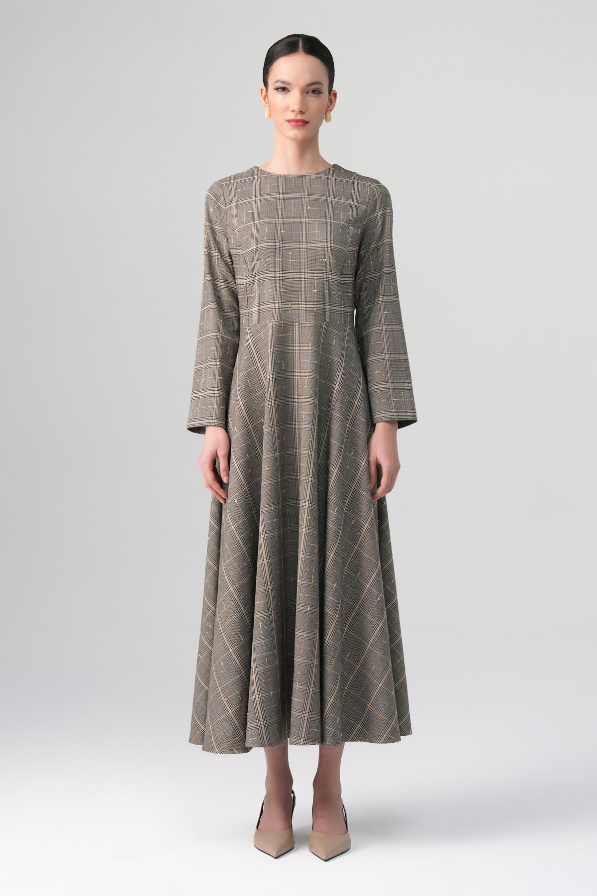 Talia Ekose Elbise Bej