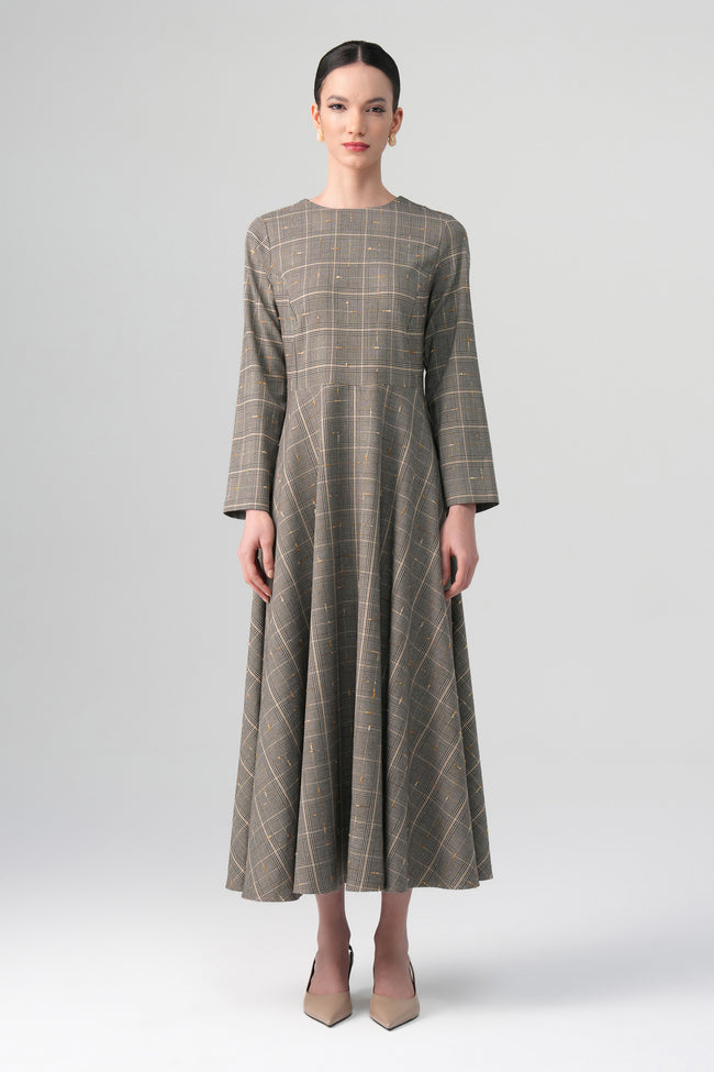 Talia Ekose Elbise Bej