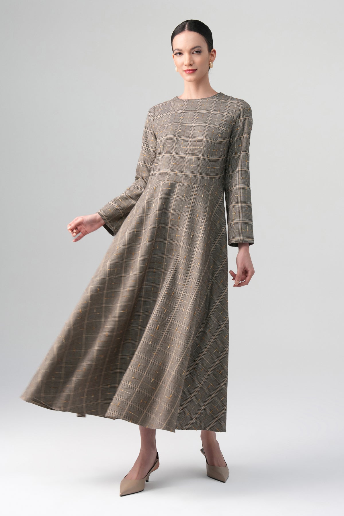 Talia Ekose Elbise Bej