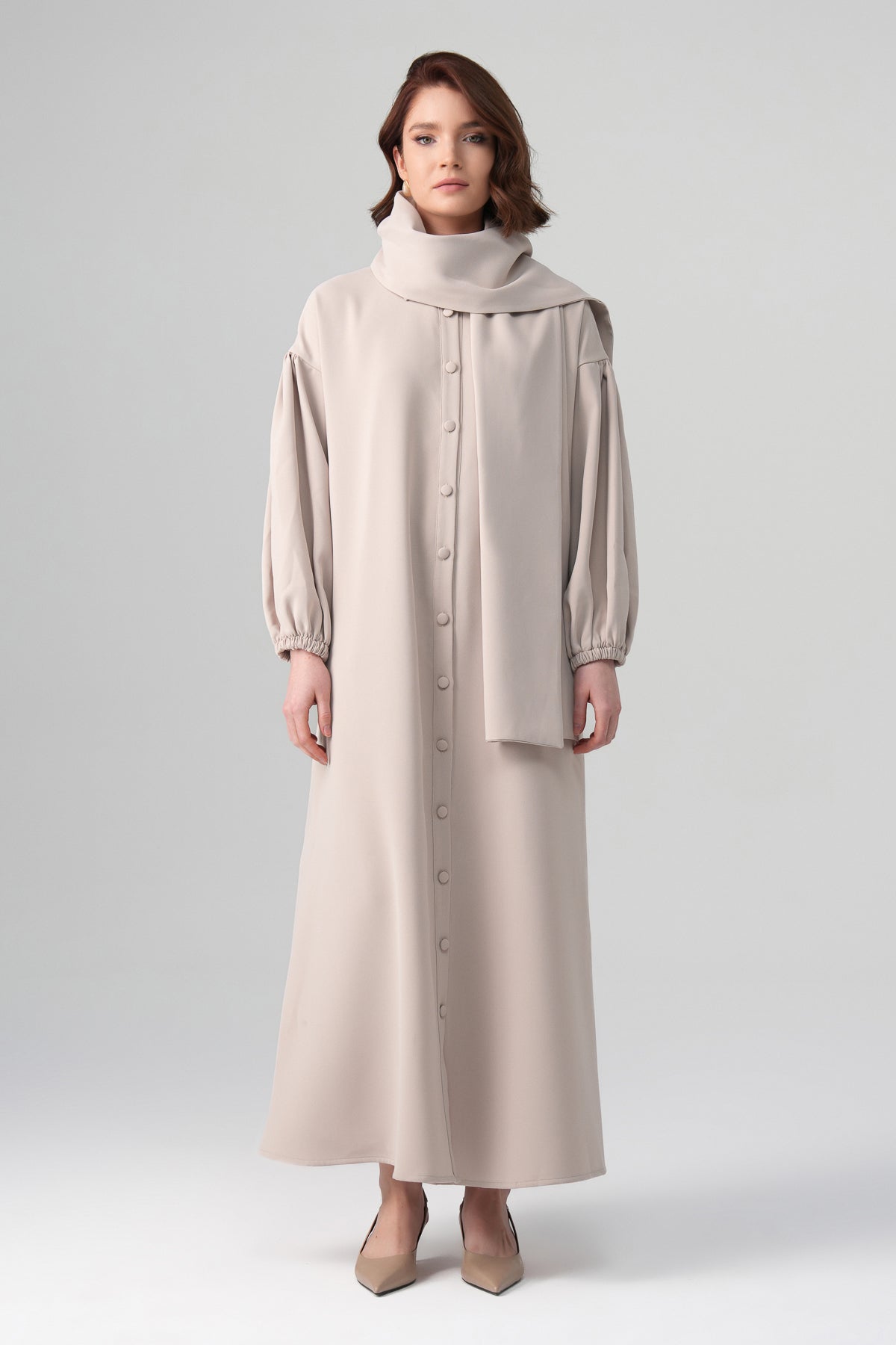 Alara Şal Detaylı Elbise Taş