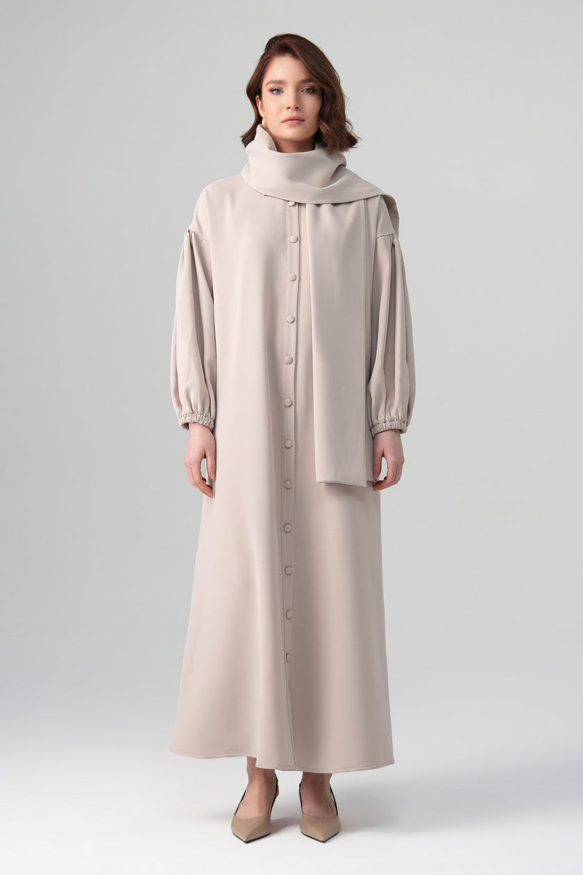 Alara Şal Detaylı Elbise Taş