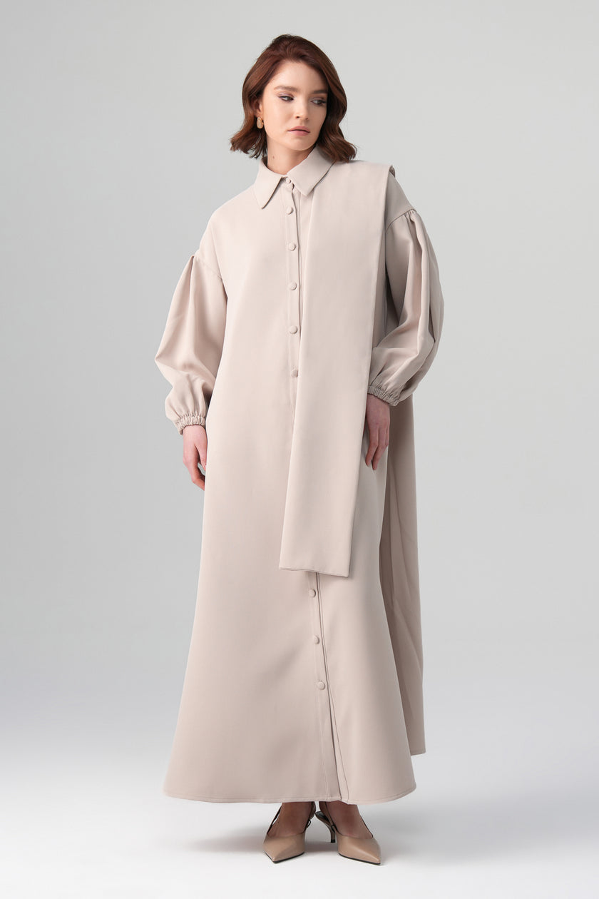 Alara Şal Detaylı Elbise Taş