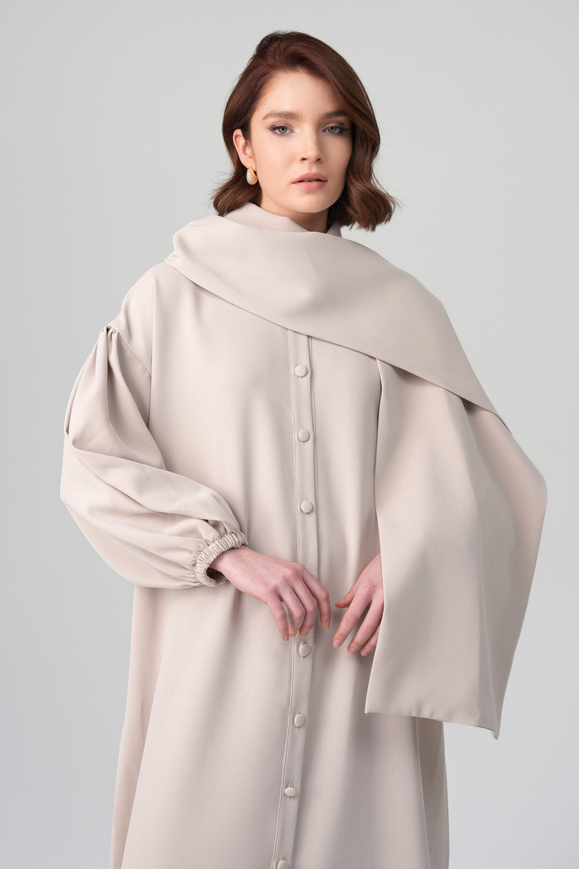 Alara Şal Detaylı Elbise Taş