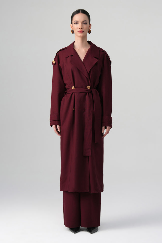 Lorin Uzun Ceket Takım Bordo