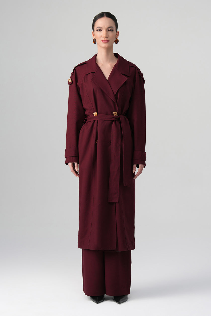 Lorin Uzun Ceket Takım Bordo