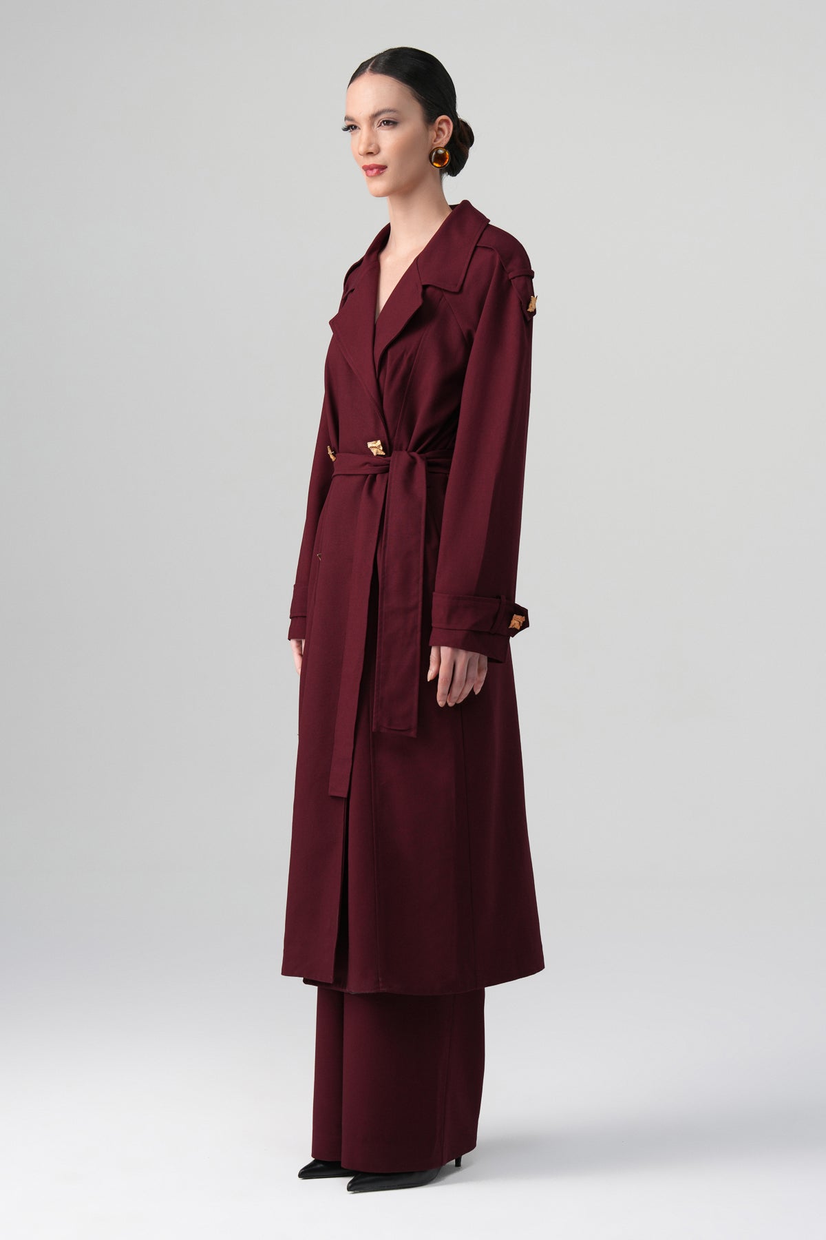 Lorin Uzun Ceket Takım Bordo