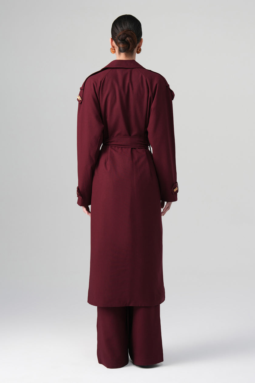 Lorin Uzun Ceket Takım Bordo