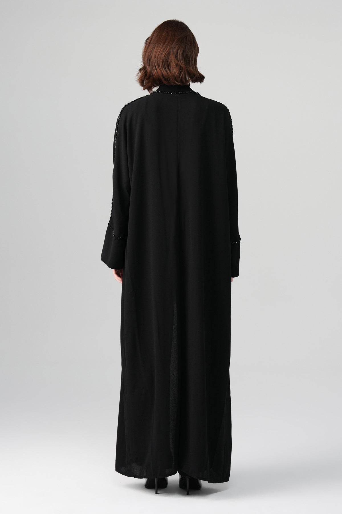 Klara Kristal Taş Detaylı Abaya Siyah