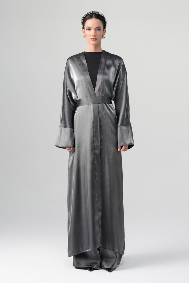 Sorelle Saten Abaya Gri