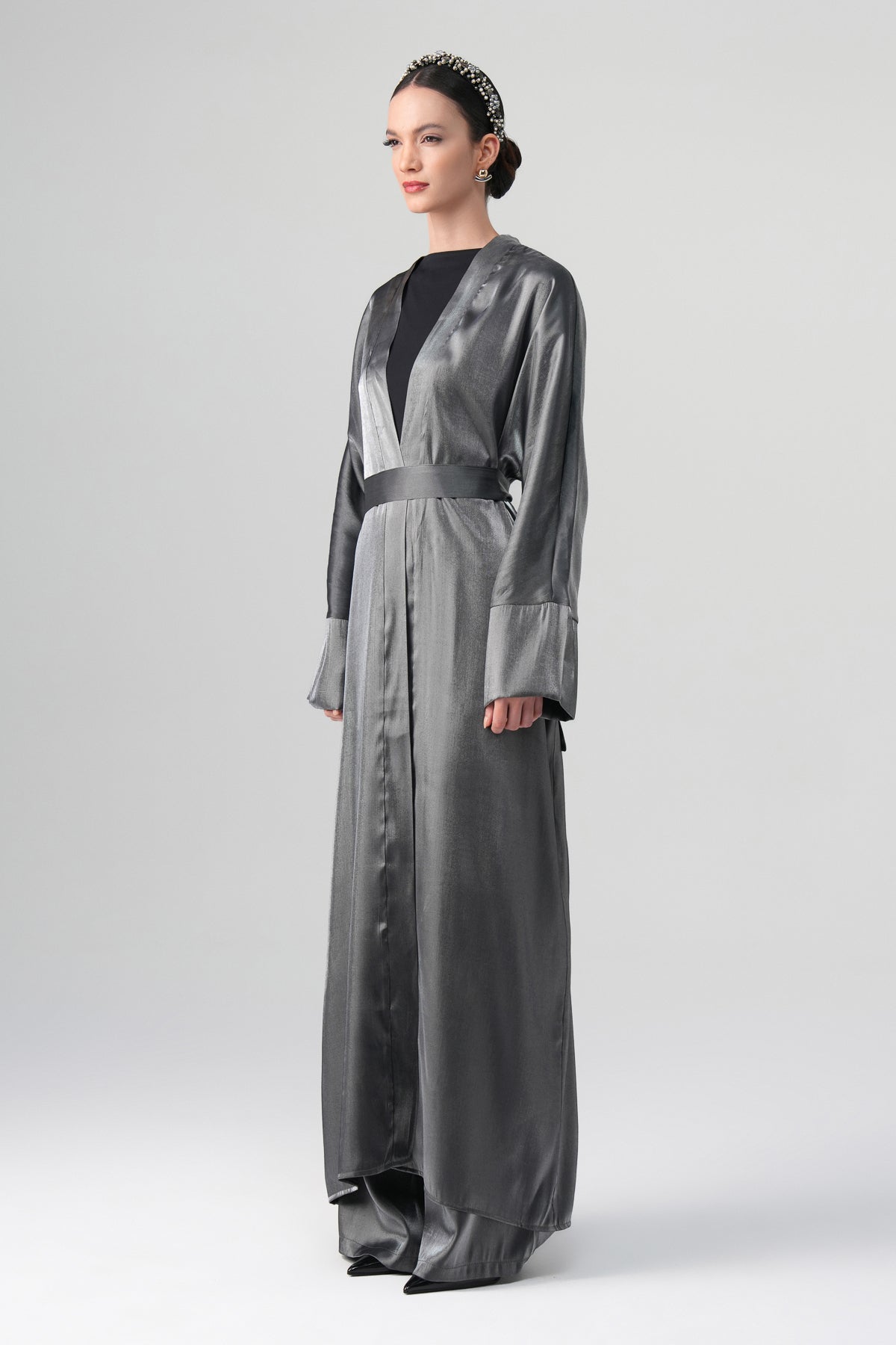 Sorelle Saten Abaya Gri