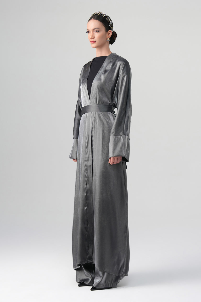 Sorelle Saten Abaya Gri