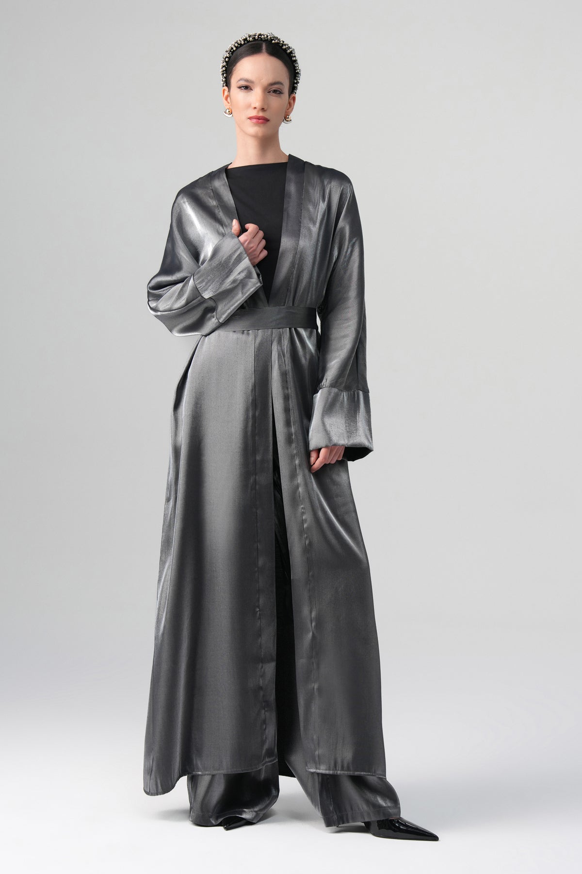 Sorelle Saten Abaya Gri