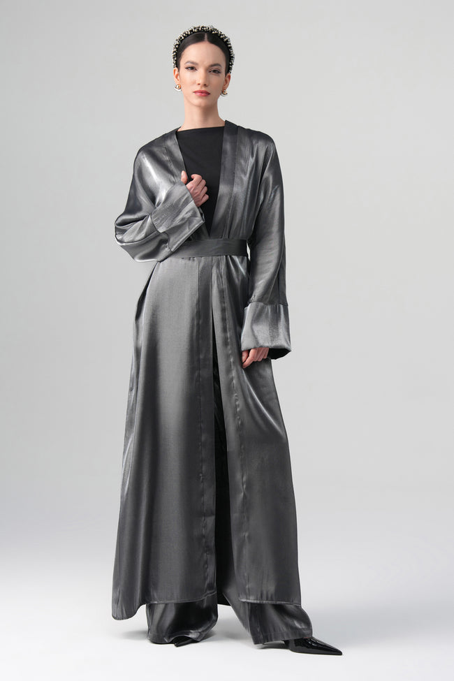 Sorelle Saten Abaya Gri
