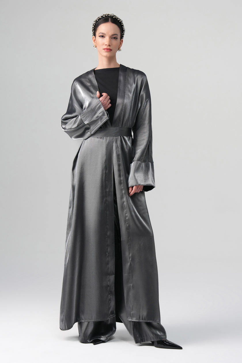 Sorelle Saten Abaya Gri