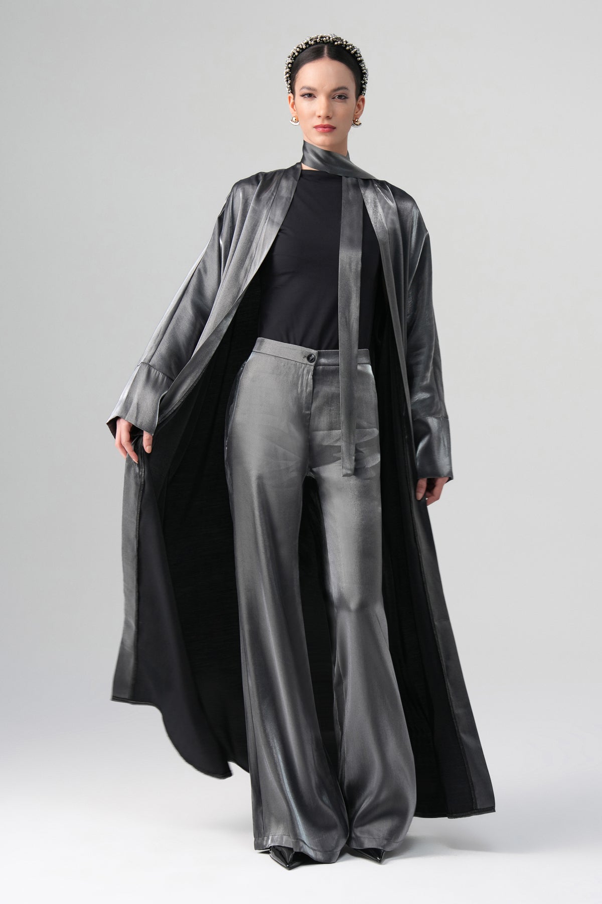 Sorelle Saten Abaya Gri