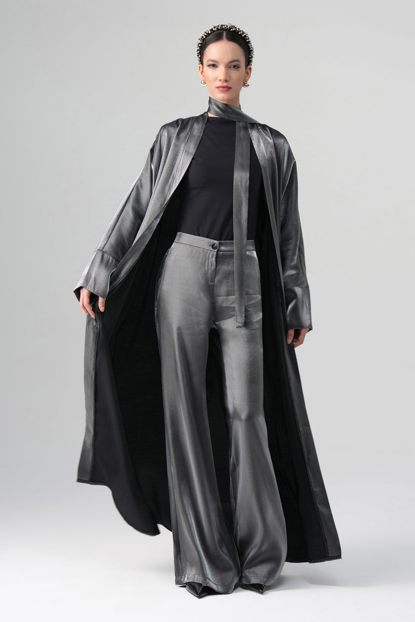 Sorelle Saten Abaya Gri