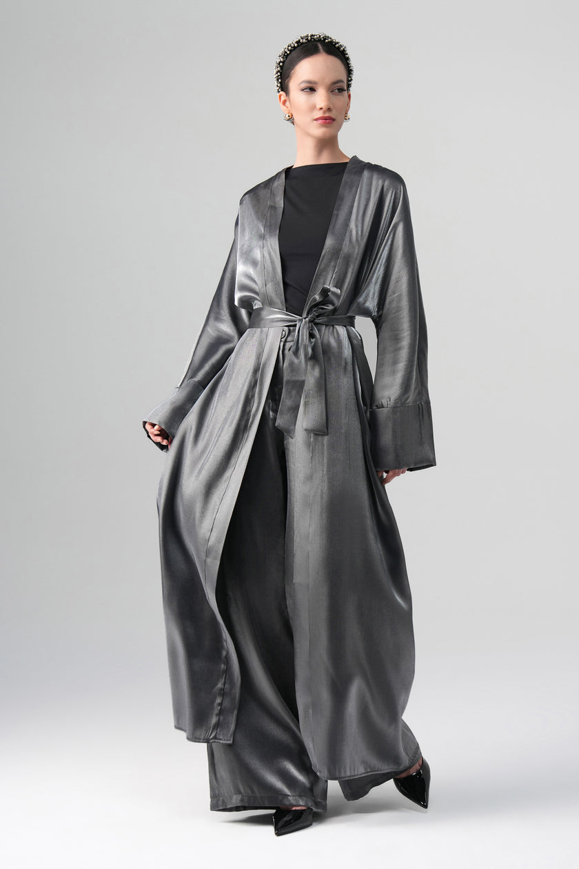 Sorelle Saten Abaya Gri