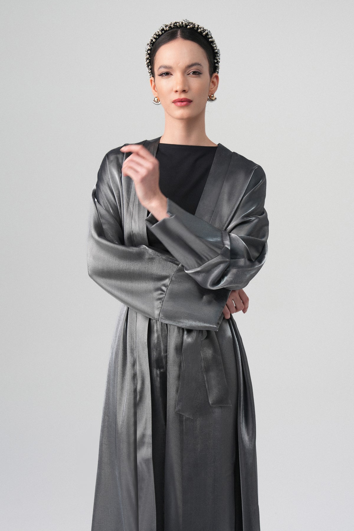 Sorelle Saten Abaya Gri