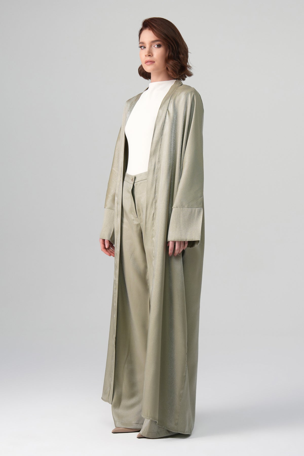 Sorelle Saten Abaya Yeşil