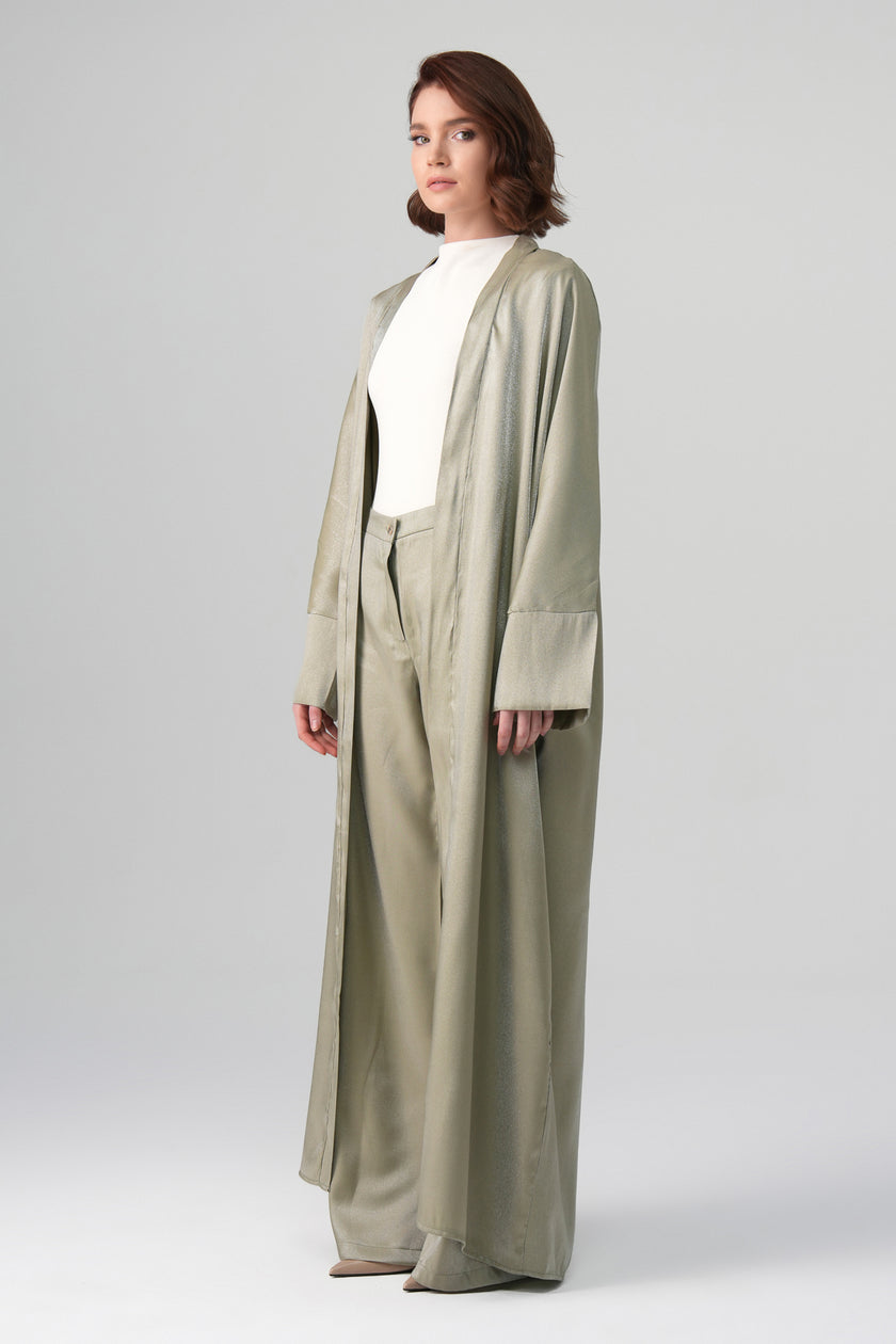 Sorelle Saten Abaya Yeşil