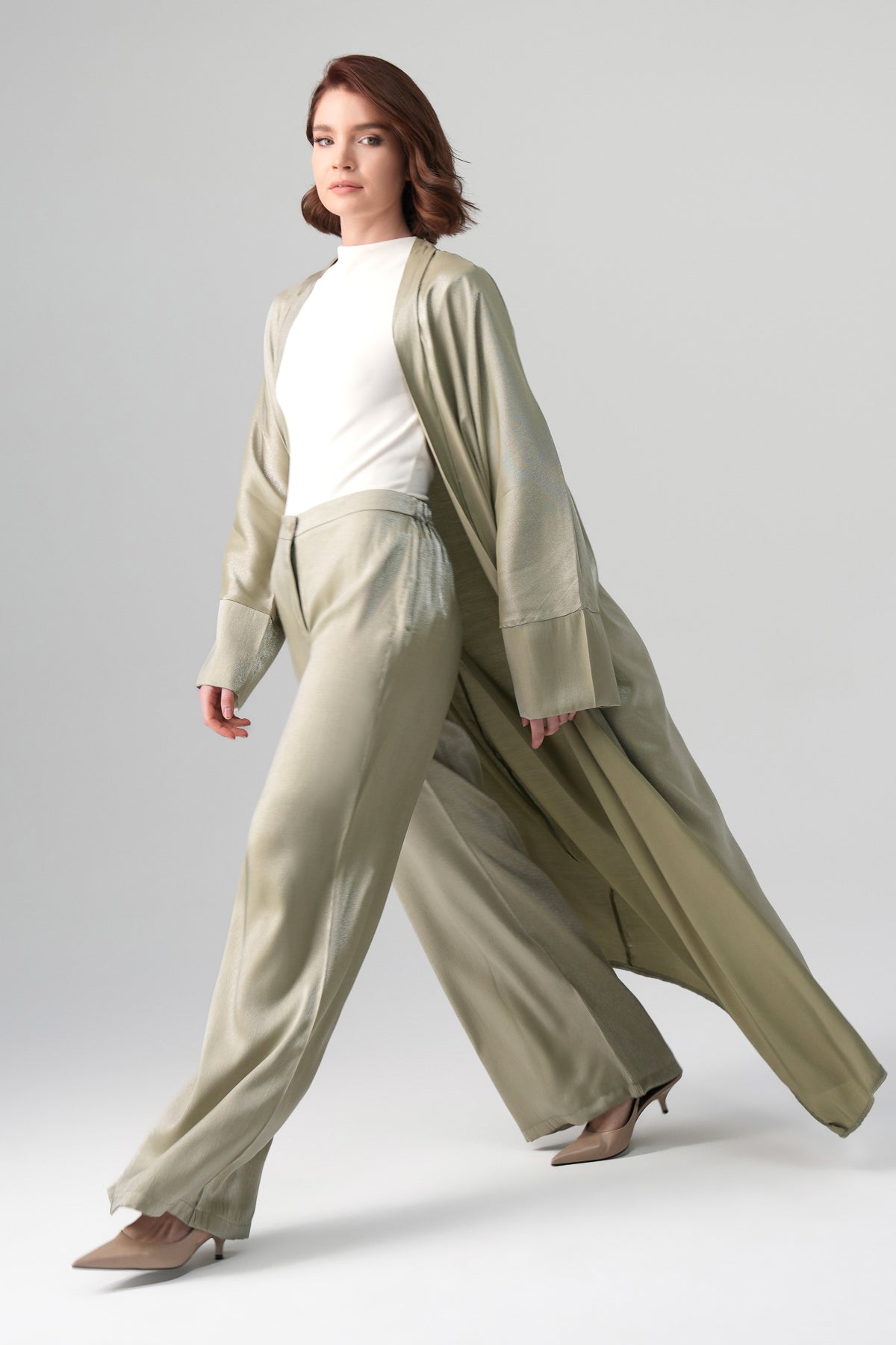 Sorelle Saten Abaya Yeşil