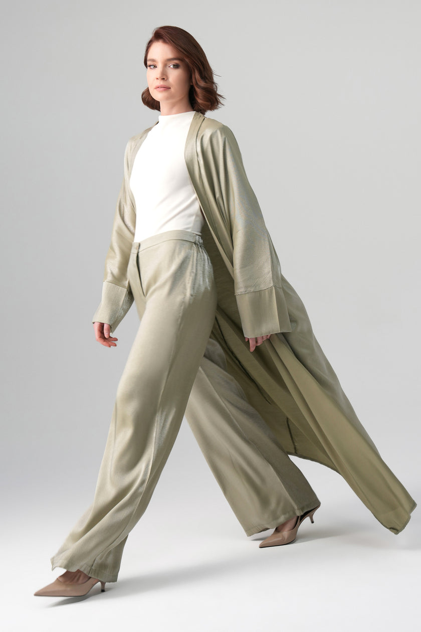 Sorelle Saten Abaya Yeşil