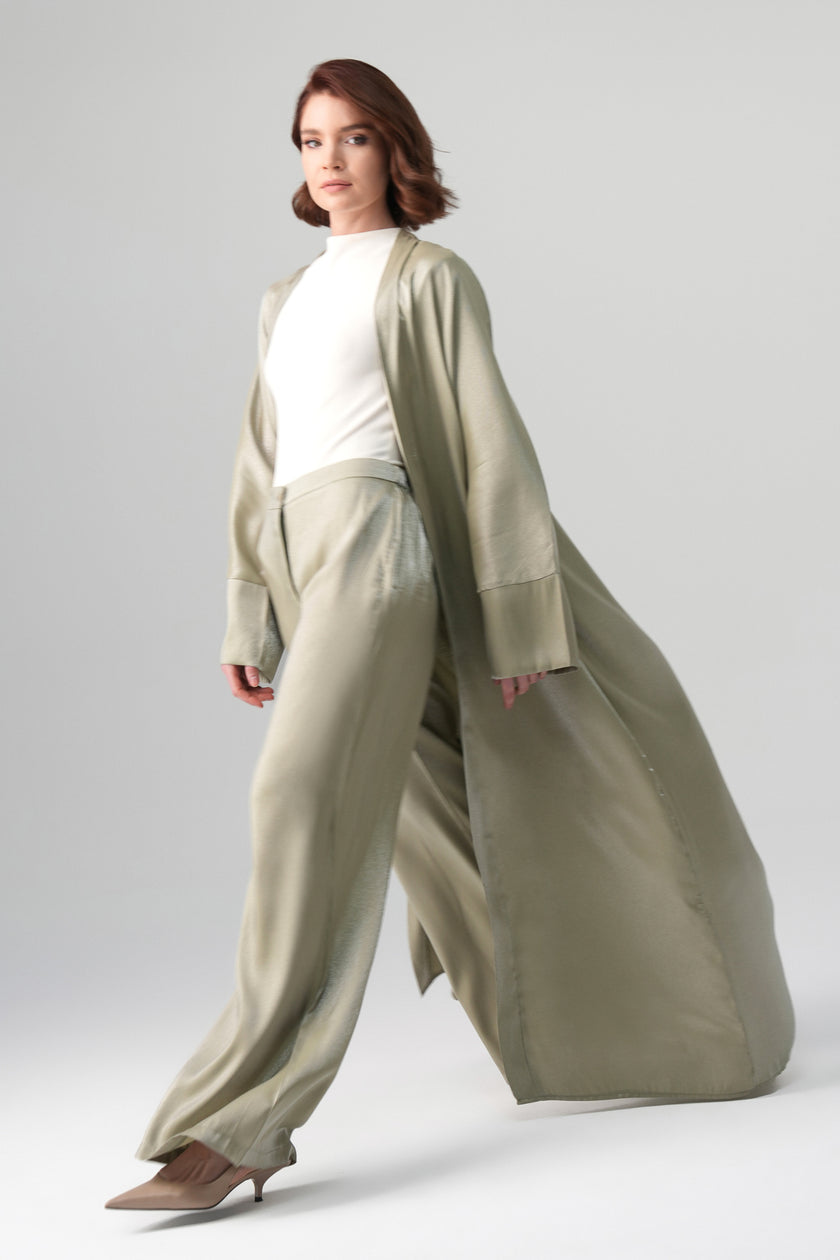 Sorelle Saten Abaya Yeşil