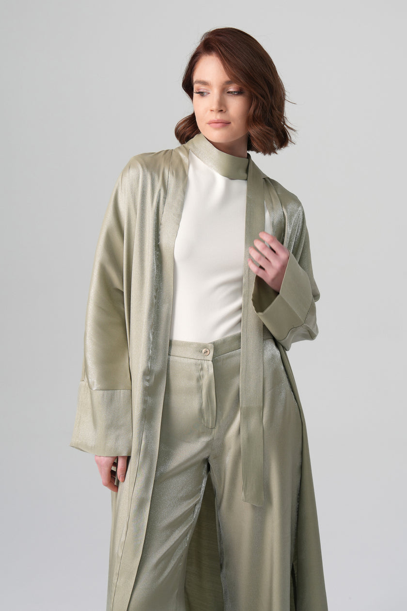 Sorelle Saten Abaya Yeşil