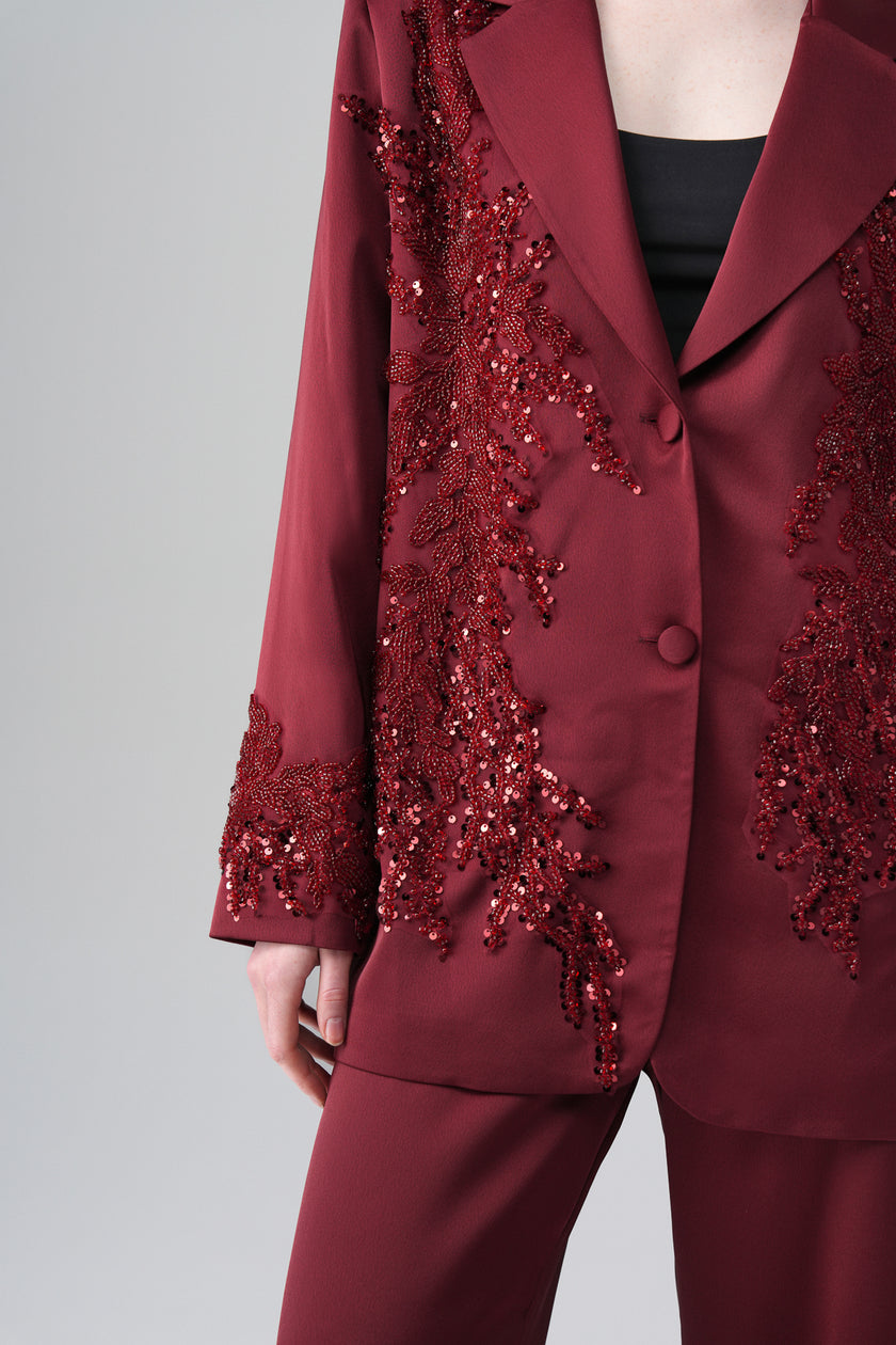 Valessa İşlemeli Takım Bordo