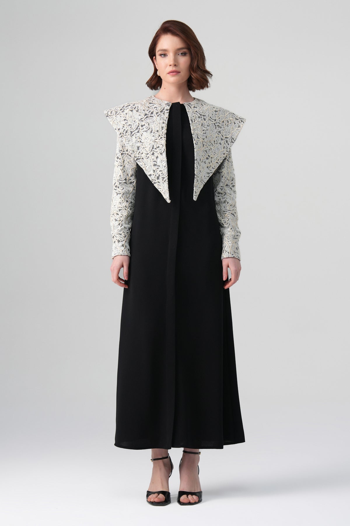 Ravena Kontrast Elbise Siyah-Ekru