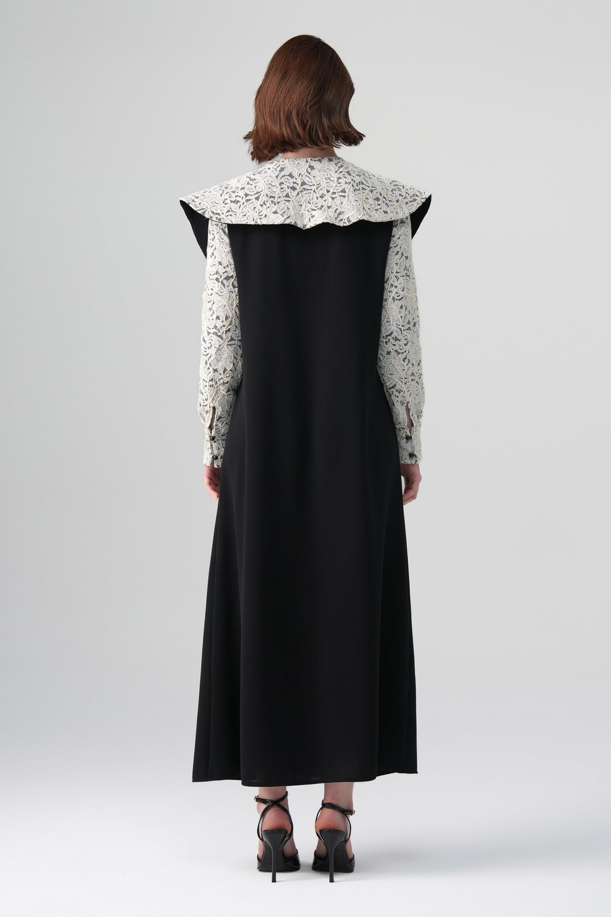 Ravena Kontrast Elbise Siyah-Ekru