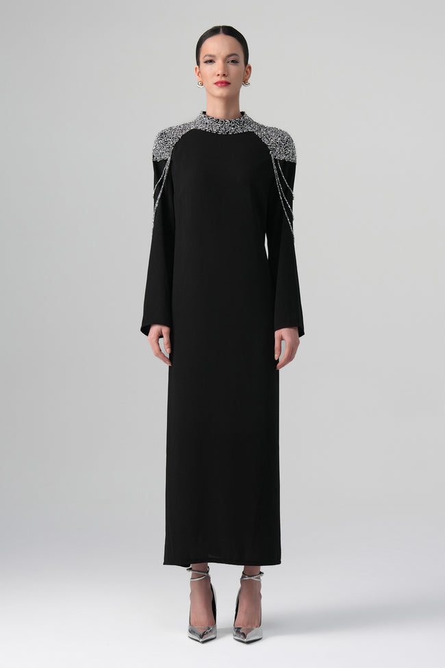 Mirella Omuz Detaylı Elbise Siyah