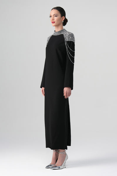 Mirella Omuz Detaylı Elbise Siyah