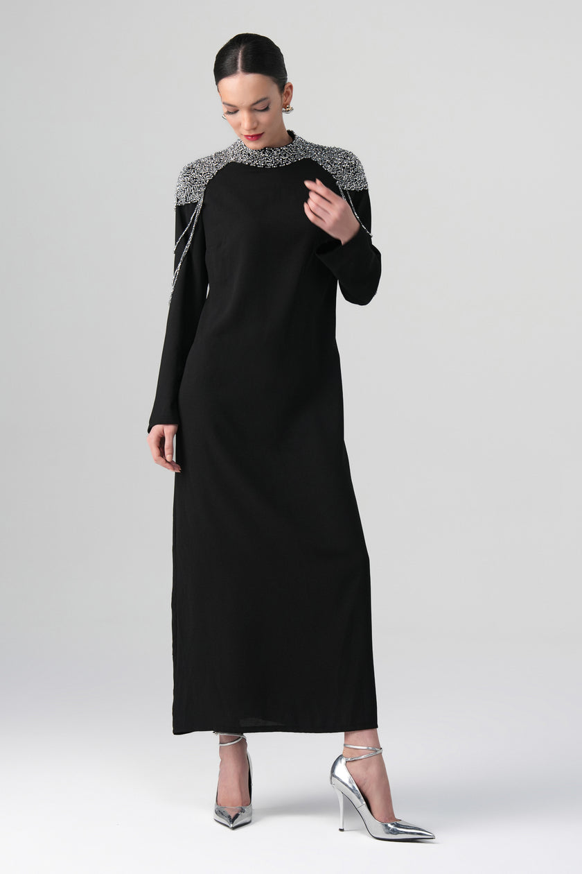 Mirella Omuz Detaylı Elbise Siyah